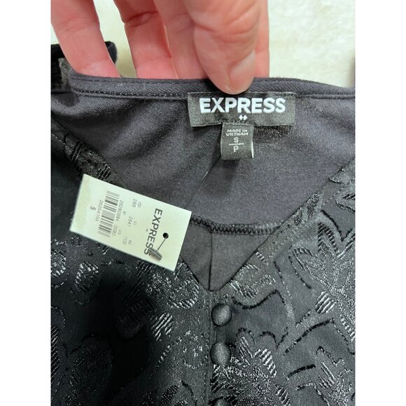 Express Black Sleeveless Floral Embroidered Tank Top women size S - Picture 6 of 6